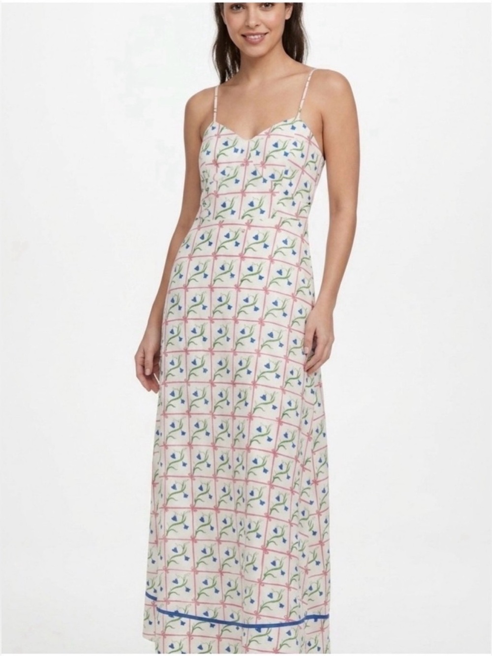 Joie cottagecore floral tile linen blend maxi dress size 14